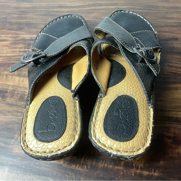 BOC Size 10M Black Pebbled Leather Buckled Slip On Mules Shoes BC 3133 - Picture 5 of 12